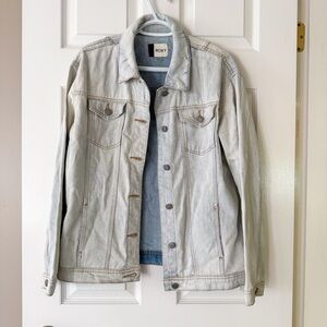 Roxy Women’s Light Blue Denim Jacket Cotton PTP 20 Fits M L – Classic Jean Coat